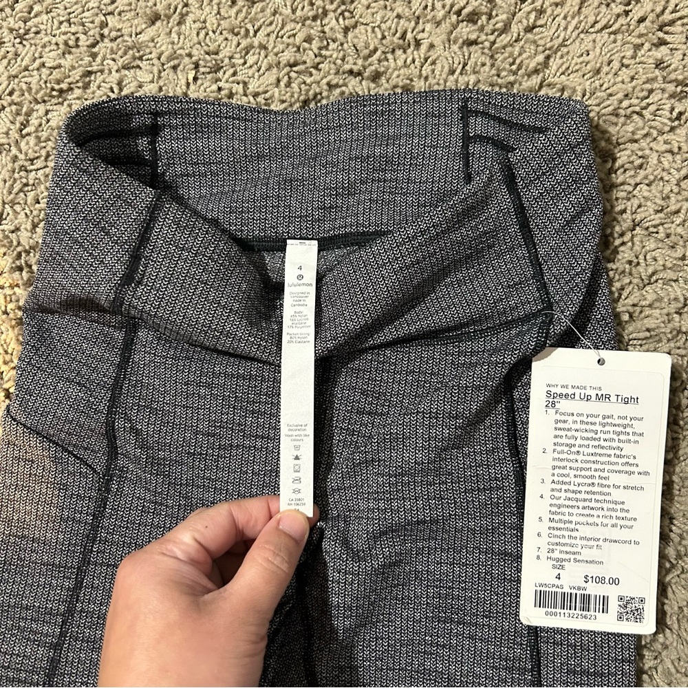 $108 NWT Lululemon Women's Gray Speed Up MR Tight 28” Luxtreme Jacquard Size 4 - Picture 2 of 9